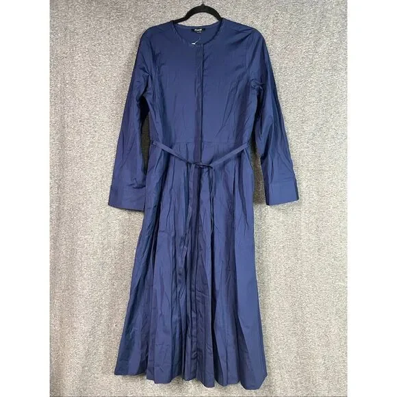 Madewell Tie-Waist Midi Shirtdress Midnight Navy Size 10 NWT NX636 - Picture 7 of 12